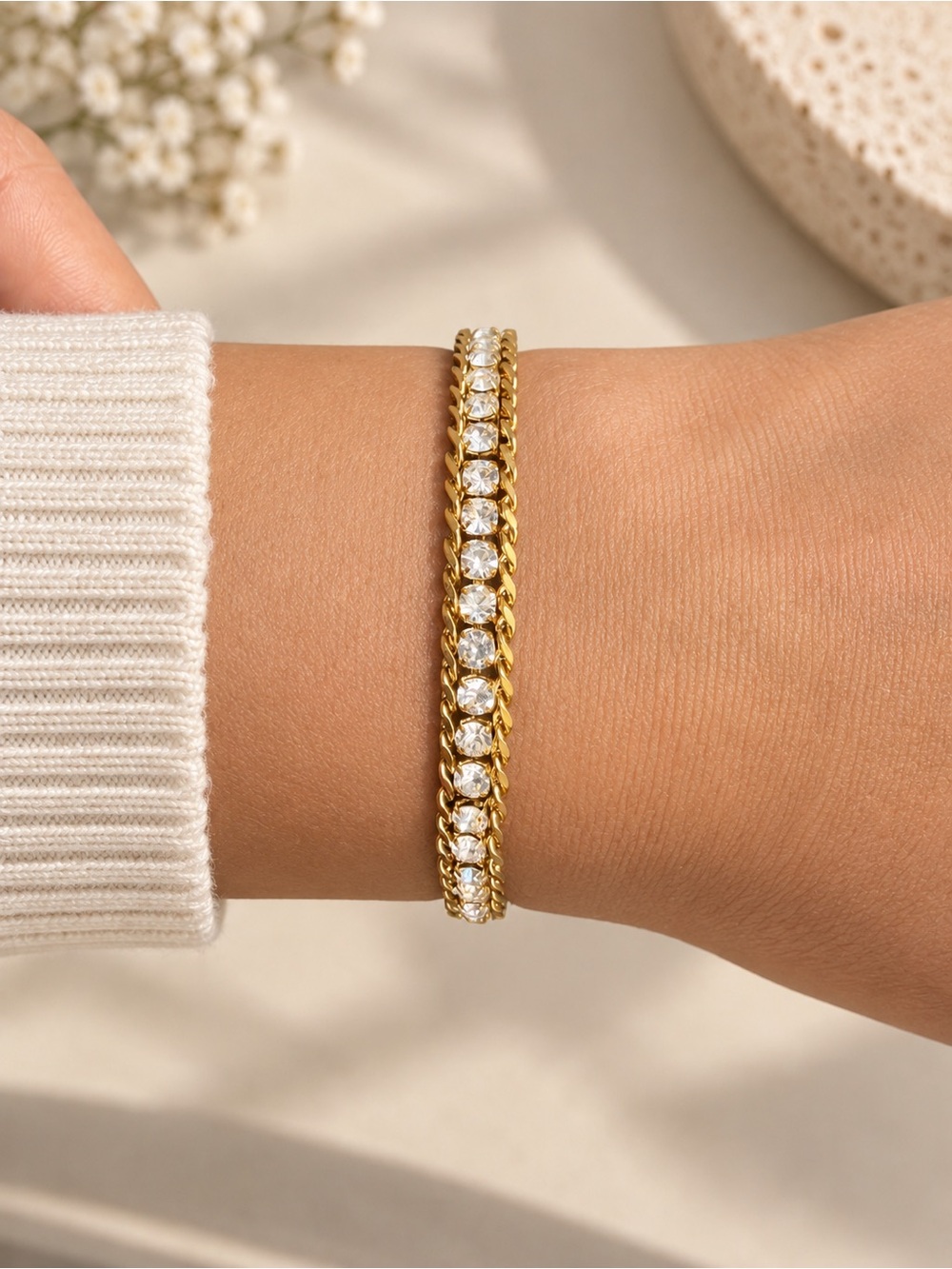 Gold Crystal Tennis Bracelet